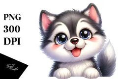 Happy Baby Siberian Husky PNG Product Image 1