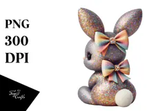 colorful Vintage Bunny Sitting PNG Product Image 1