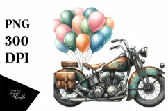 Vintage Rusted Motorcycle Watercolor Clipart Product Image 1