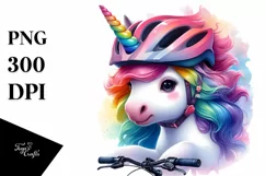 colorful Baby Unicorn with Cyclist's Helmet Product Image 1