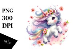 Unicorn Tumbling with Spring Petals Clipart Product Image 3