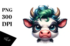 Funny Baby Cow with Angry Face PNG Product Image 1
