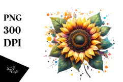 Sunflower Material Watercolor Splash PNG Product Image 1