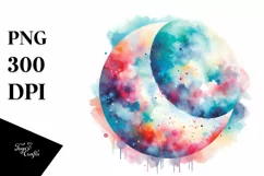 Colorful Pastel Moon Watercolor Vibrant | Clipart Product Image 1