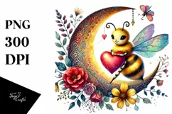 Colorful Bee with Heart PNG Product Image 1