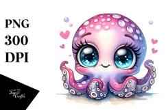 Baby Octopus with Goofy Smile PNG Product Image 1