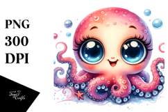 Cute Baby Octopus PNG Product Image 1