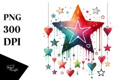 Star with Hearts Hanging PNG Product Image 1