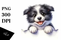 Funny Crazy Baby Border Collie | Watercolor Clipart Product Image 1