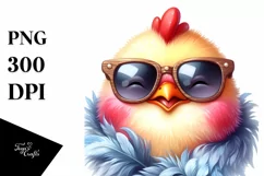 Funny Cute Chicken with Sunglasses Sticker Clipart Product Image 3
