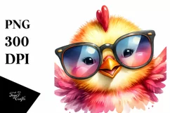Funny Cute Chicken with Sunglasses Sticker Clipart Product Image 3