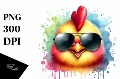 Funny Cute Chicken with Sunglasses Sticker Clipart Product Image 3