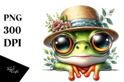 Cute Baby Frog with Sunglasses PNG Product Image 1