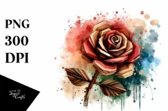 Wooden Stained Rose Watercolor Abstract Sticker Product Image 3