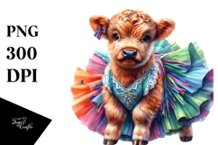 Colorful Baby Cow in Charleston Dancer&#039;s Dress, Transparent Product Image 1