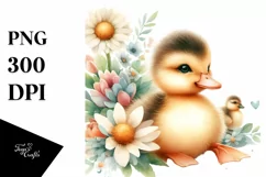 Cute Baby Duck with Party Hat PNG Product Image 1