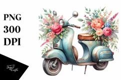 Vintage Flowers Scooter Sticker Clipart Product Image 3