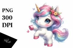 Pastel Cute Baby Unicorn Dancing | Clipart Product Image 1