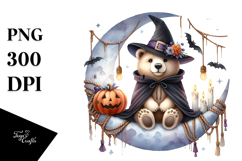 Whimsical Bear on Half Moon with Candles PNG Product Image 1