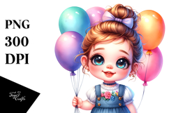 Vibrant Watercolor Baby with Balloons, PNG Product Image 1