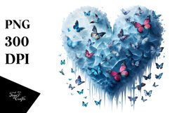 Icy Heart with Butterflies PNG Product Image 1