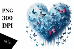Icy Heart with Butterflies PNG Product Image 1