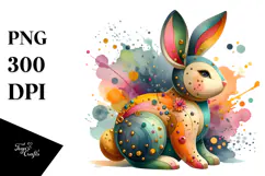 Colorful Wood Bunny PNG Product Image 1