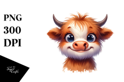 Funny Baby Highland Cow PNG Product Image 1