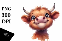 Funny Baby Highland Cow PNG Product Image 3