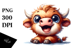 Funny Baby Highland Cow PNG Product Image 1