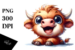 Funny Baby Highland Cow PNG Product Image 1
