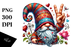 Valentines Gnome with Victory Sign PNG Product Image 1