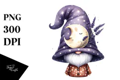 Cute GNOME with Big Hat on the Moon PNG Product Image 1