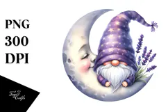 Cute GNOME with Big Hat on the Moon PNG Product Image 1