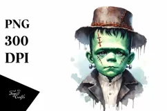 Baby Frankenstein Watercolor PNG Product Image 1