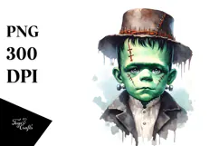 Baby Frankenstein Watercolor PNG Product Image 1