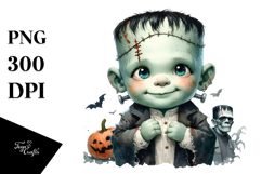 Baby Frankenstein Watercolor PNG Product Image 1