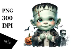 Baby Frankenstein Watercolor PNG Product Image 1