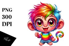 Colorful Baby Monkey Cartoon | Sublimation Clipart Product Image 1