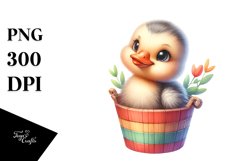 Colorful Baby Snow Goose in Wooden Bucket | Sublimation | Product Image 1