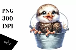 Colorful Smiling Baby Bald Eagle in Bucket | Sublimation | Product Image 3