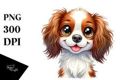 Cute Cartoon Brittany Watercolor PNG Product Image 1
