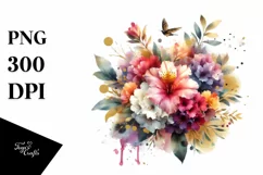 Colorfull Bouquet with Rhododendron Gold Foil Clipart Product Image 1