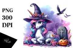 Vibrant Halloween Unicorn Clipart | Sublimation Product Image 1