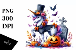 Vibrant Halloween Unicorn Clipart | Sublimation Product Image 1