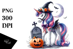 Vibrant Halloween Unicorn Clipart | Sublimation Product Image 1
