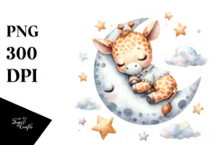 Whimsical Cute Baby Giraffe Dressed, PNG Product Image 1