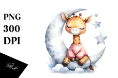 Whimsical Cute Baby Giraffe Dressed, PNG Product Image 1