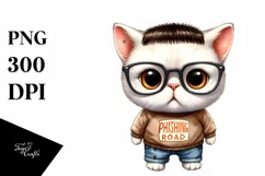 Baby Cat Big Eyes es Phishing Road | Sublimation Clipart Product Image 1