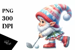 Cute Baby Gnome Playing Golf |Sublimation Clipart Product Image 1